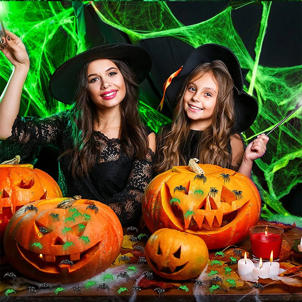 Glow-in-the-Dark Halloween Spider Webs™ | Spooky Haunted House Décor - LoftyGoods
