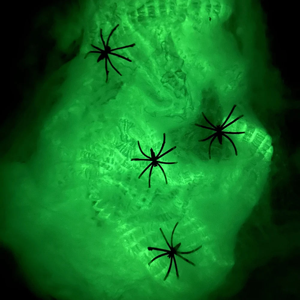 Glow-in-the-Dark Halloween Spider Webs™ | Spooky Haunted House Décor - LoftyGoods